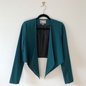 Teal Relaxed Drape Front Blazer